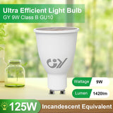GY Ampoule LED GU10 9W 1420 lumens remplace halogène 125W IP44 col long classe énergétique B