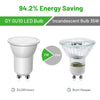 GY GU10 LED bulb compared with 35W incandescent bulb to show 94.2 percent energy saving