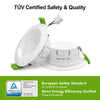 TUV certified white recessed LED downlight with CE and RoHS compliance, Class B energy efficiency and adjustable WW NW CW color temperature